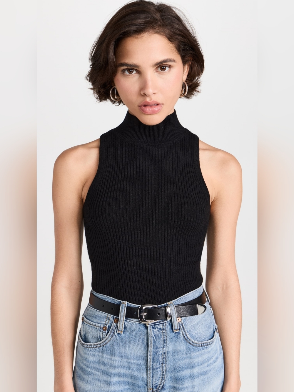 Black Farrah Cashmere Tank Top By Reformation, Sz M